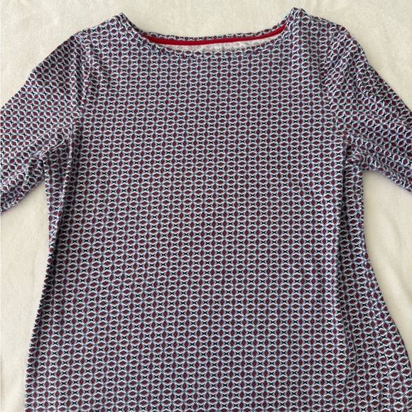 Talbots Tops - Talbots Red White & Blue 3/4 Blouse Knit Stretch Top Women's Large Petite E35